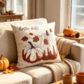 Fodera per cuscino in stile nordico minimalista moderno con ricamo di zucca autunnale. - Fodera per Cuscino Con Interno / Stile Zucca Marrone B