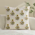 Federa per cuscino in tela ricamata con fiori vintage, copricuscino decorativo. - 45x45cm (Federa per Cuscino - Con Anima) / Giallo Vintage Floral