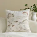 Fodera per cuscino in ciniglia ricamata con motivo floreale per arredare il soggiorno. - 45x45cm / Beige