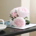 Bouquet de roses artificielles roses 6 têtes 22cm hauteur fleurs fausses déco de table maison - Blanc et Rose