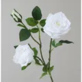 3-Head Artificial White Rose Bouquet Luxury Home Decor Realistic Fake Flower Stem - White Single Stem