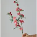 Fleur artificielle de camélia en soie longue branche rose fausse tige florale mariage - Rose Foncé