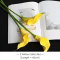 Fleurs de Lys de Calla Artificielles Jaune 3 Tiges 60cm Faux Bouquet Déco Mariage Maison - 3 Pièces / Jaune