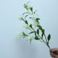 Artificial white flower branch long fake floral stem home decor wedding party ornament - White