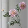 Artificial pink cosmos flower with three flocking heads for indoor table decor style - Pink