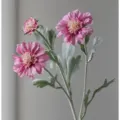 Artificial flocked cosmos flower 3 heads pink fake plant for home table decor ornament - Fuschia