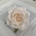 Artificial white rose flower heads for DIY wedding gift box decoration and floral crafts. - Paris Rose Head Off-White