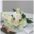 bouquet de roses artificielles fleurs en soie fausses fleurs pour décoration maison mariage table - Rose Hibiscus Blanc