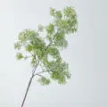 Artificial fluffy grass plant branch, white and green 75cm long for indoor home decor - White Green