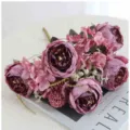 Bouquet de pivoines artificielles européennes à 9 têtes pour décoration de maison et d'hôtel. - Bordeaux