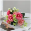 Bouquet de fleurs artificielles en rose de soie vintage pour décoration de table. - Rose Hibiscus Rose Foncé