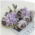 Bouquet de pivoines artificielles, fleurs en soie violette vintage pour décoration. - Café violet clair