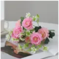 Bouquet de fleurs de roses artificielles roses pour décoration de table à la maison, arrangement. - Rose Hibiscus Rose Violet