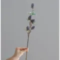 Artificial Bankia flower stem grey purple floral decor for home photography and styling props - Single Blue