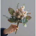 Artificial retro banksia flower bouquet for home decoration and photography props. - Cream White Bundle