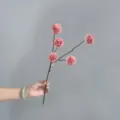 Artificial pompon chrysanthemum detail view, single branch pink flower, home decor. - Pink