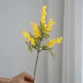 Hermosa rama de flor de mimosa amarilla artificial planta de decoracion hogar 39cm - Tallo Corto Amarillo