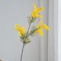 Rama de flor de mimosa amarilla artificial, decoración floral flocada de plástico de 86cm. - Rama Larga Amarilla