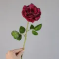 Rosa finta stelo singolo nero rosso 41cm fiore artificiale per la decorazione di casa - Nero rosso