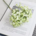 Artificial baby's breath bouquet fake flowers for wedding decor, soft plastic green floral ornament. - Green
