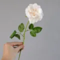 Rosa artificiale bianca a stelo singolo fiore finto per decorazione nozze, lunghezza 41cm - Bianco