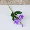 Artificial gladiolus fake flower dark purple 3-head short branch floral decor prop. - Deep purple