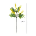Branche de Mimosa Artificielle 36cm Fausse Fleur Jaune Floquée pour Décoration Maison - Acacia 5 Fleurs Branche Courte Donna