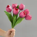Deep pink artificial tulip flower bouquet variant, decorative silk floral arrangement 35cm - Deep Pink