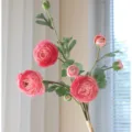 Artificial pink ranunculus flower bouquet silk peony for home decor desktop floral arrangement - Pink