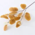 Artificial 3-Prong Eucalyptus Branch with Fruits Yellow Leaves Fake Plants for Home Decor - Coffee Brown