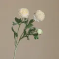 Artificial Flocked Ranunculus Flower Bouquet 3 Heads Light Champagne Color Home Decor - Light Champagne