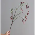 Artificial flower branch retro Wabi-Sabi berry stem home decor floral arrangement fake plant - Burgundy