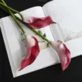 3pcs Calla Lilies Artificiels Rose Rouge 60cm Fleurs EVA pour Mariage Décoration Maison - 3 Pièces / Rose rouge