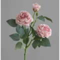 Rosa artificiale rosa a 3 teste finto fiore composizione floreale per arredamento casa e supporto foto - Rosa Sfumato