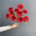 Künstlicher roter Gerbera Gänseblümchen Strauß 10 Köpfe Seidenblumen für Hochzeit - Herbstrot