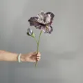 Flor de iris artificial vintage con tallo único para decoración del hogar y fotografía. - Gris Púrpura
