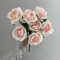 Künstlicher rosa Rosenstrauch 10 Köpfe Kunstblumen für Hochzeit Party Heimdekoration - Altrosa