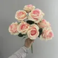 Künstliche Rosen Blumenstrauß 10 Köpfe rosa Fake Blumen für Hochzeit und Heimdekoration - Rosa