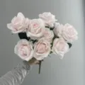 Rosa künstliche Rosen Blumenstrauß 10 Köpfe Fake Blumen für Hochzeit Heimparty Deko Requisiten - Hellrosa 1