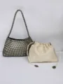Borsa a spalla intrecciata fatta a mano vintage casual borsa mamma e figlio chic - Argento