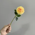 Artificial yellow chrysanthemum flower stem single decorative faux floral prop for home - Yellow