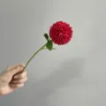 Artificial pompon chrysanthemum fake flower single stem for home wedding decoration. - Bright Red