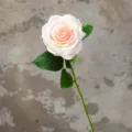 Cream pink artificial rose flower single stem 43cm long for home living room decor variant. - Milky Pink