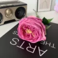 Bouquet di fiori di rosa Austin a testa singola di simulazione artificiale finta peonia. - Viola scuro