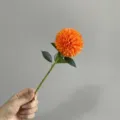 Artificial pompon chrysanthemum fake flower single branch orange wedding decoration prop - Orange