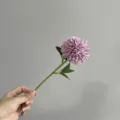 Artificial pink chrysanthemum flower single stem fake floral for home wedding party decor. - Purple