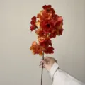 Kunstmatige perzikbloesem tak enkel zijden bloem woonkamer huisdecoratie faux bloemstuk - Klein Herfstoranje