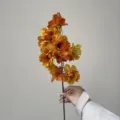 Kunstmatige perzikbloesem tak zijden bloem voor thuisdecoratie, enkele oranje bloemsteel. - Klein Herfstgeel