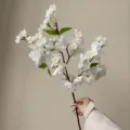 Kunstmatige witte perzikbloesem tak enkele zijden bloem voor woonkamer decoratie - Middel Wit