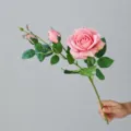 Fiore di rosa artificiale rosa 1 ramo 3 teste in tessuto morbido decorazione casa. - colore fagiolo rosso
